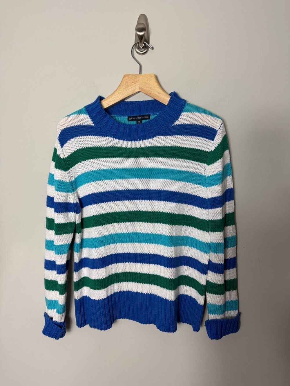 Kiel James Patrick Striped Coastal Crewneck Sweater Medium!
